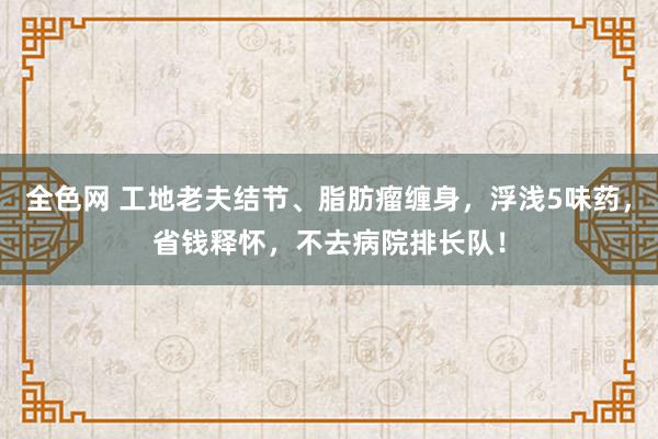 全色网 工地老夫结节、脂肪瘤缠身，浮浅5味药，省钱释怀，不去病院排长队！